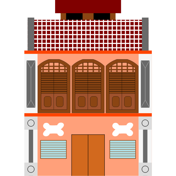 SVG Vector illustration of transitional-style shop building in Malaysia