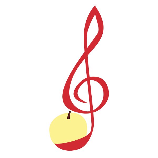SVG Vector illustration of treble clef made of a peeled apple