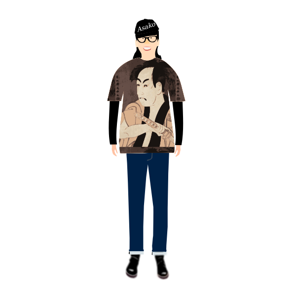 SVG Vector illustration of trendy guy in t- shirt with sharaku pattern