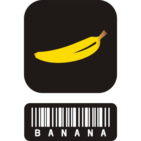 SVG Vector illustration of two piece sticker for bananas with barcode