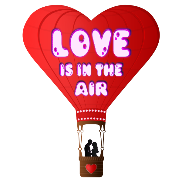 SVG Vector illustration of Valentines Day balloon with lettering Love is in the air