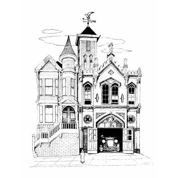 SVG Vector illustration of vintage firehouse
