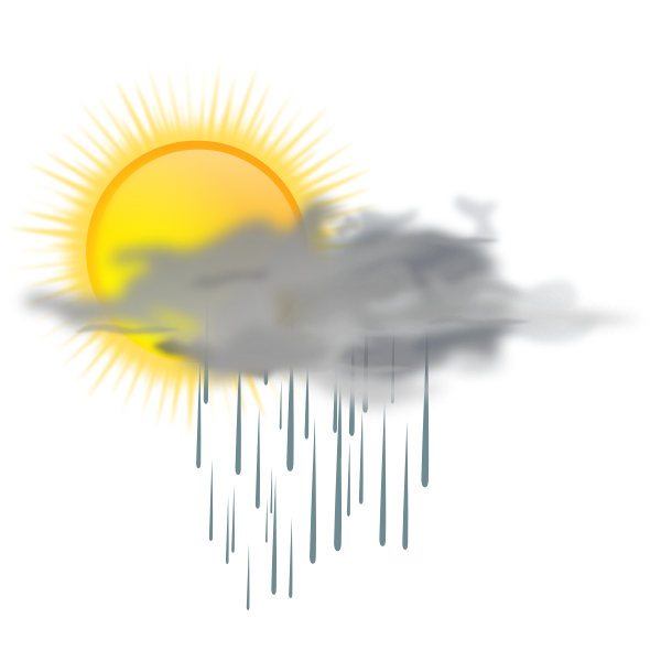 SVG Vector illustration of weather forecast color symbol for sunny with rain