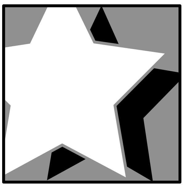 SVG Vector illustration of white star with black shadow
