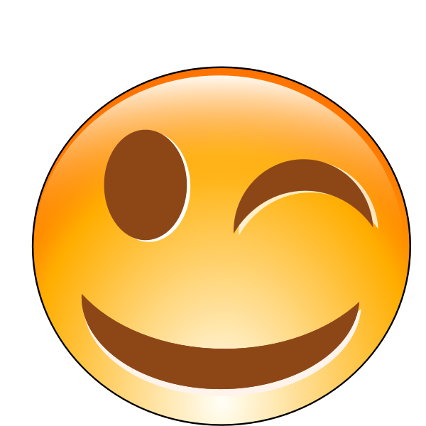 SVG Vector illustration of winking smiling orange emoticon