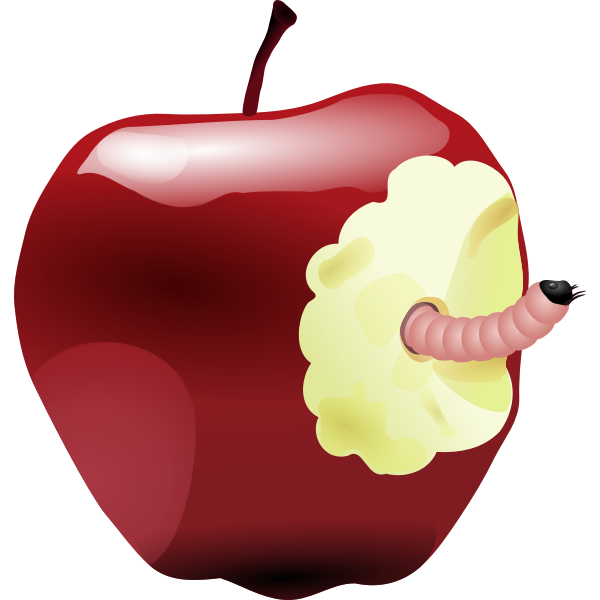 SVG Vector illustration of worm in an apple