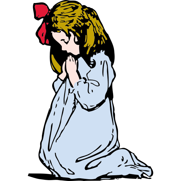 SVG Vector illustration of young girl praying