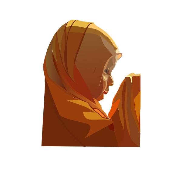 SVG Vector illustration of young woman praying
