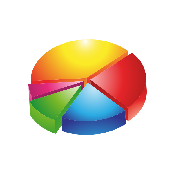 SVG Vector image of 3D colorful pie chart exploded view