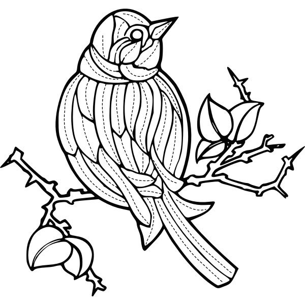 SVG Vector image of a bird with embroidery pattern