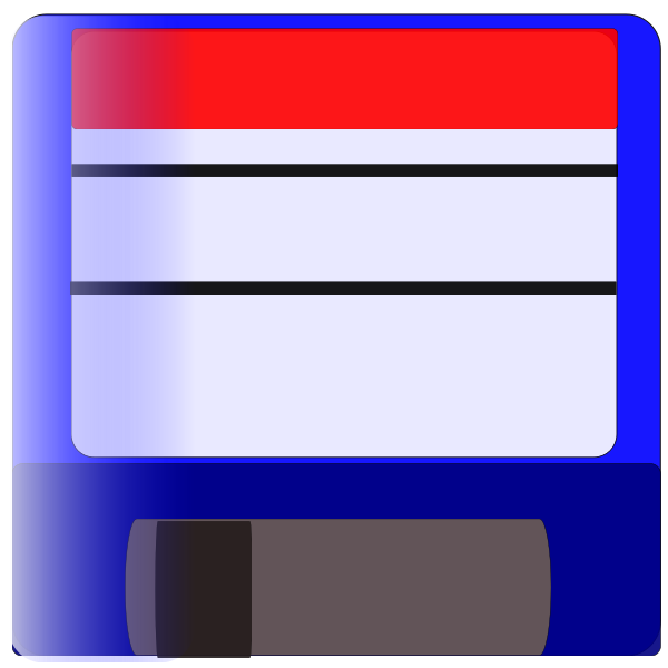 SVG Vector image of a blue labelled floppy disk icon