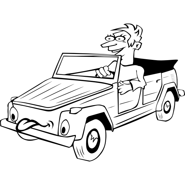 SVG Vector image of a boy driving funny car