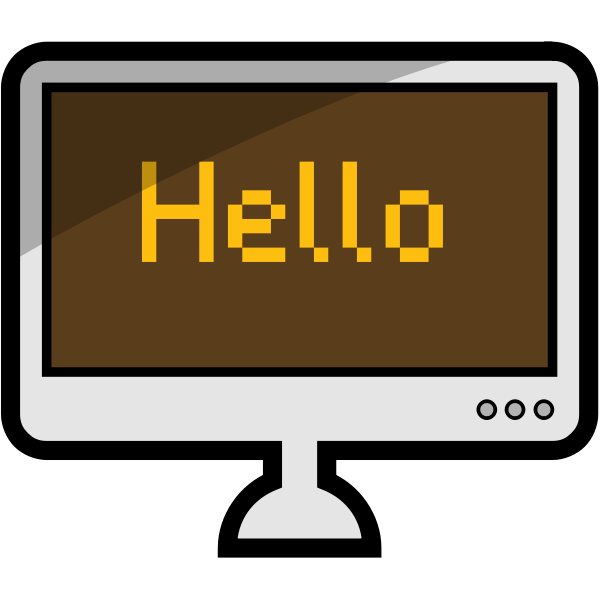 SVG Vector image of a desktop computer with word HELLO on its screen