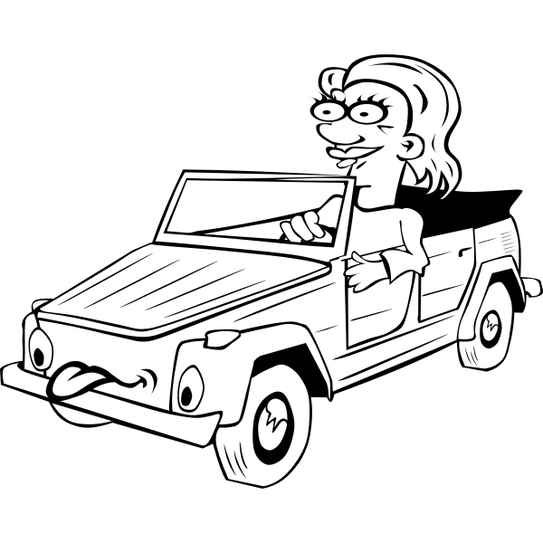 SVG Vector image of a girl driving funny car