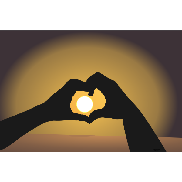 SVG Vector image of a heart shape in the sunset