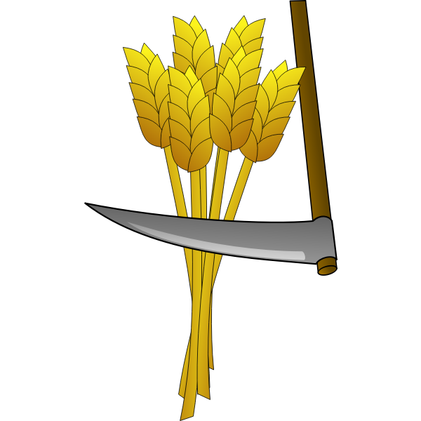 SVG Vector image of a scythe and wheat