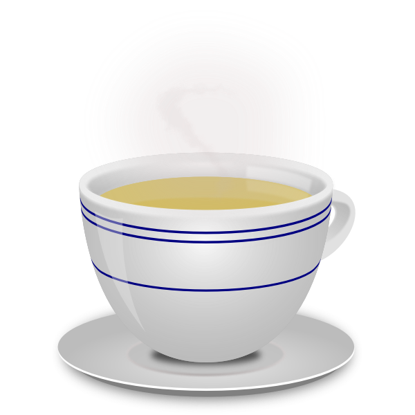 SVG Vector image of a simple steaming teacup with a saucer