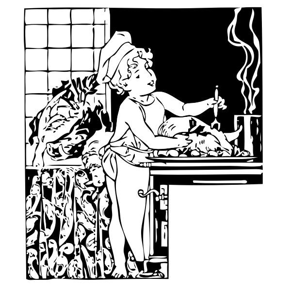 SVG Vector image of a young child as a cooking chef