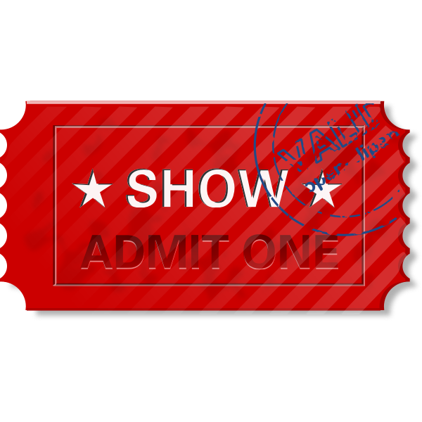 SVG Vector image of admit one ticket with stamp
