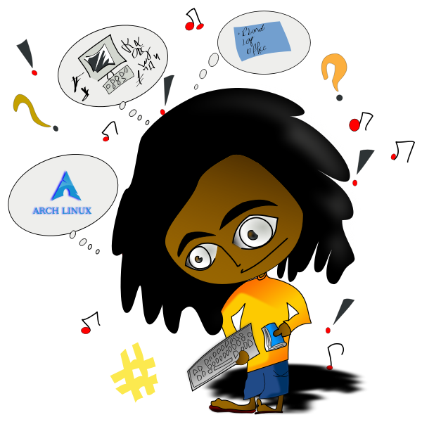 SVG Vector image of Afro man with broken computer keyboard
