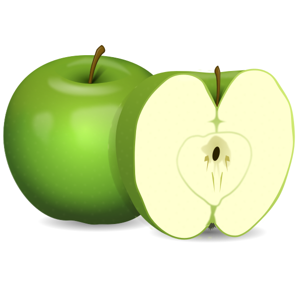 SVG Vector image of apple and apple cut in half