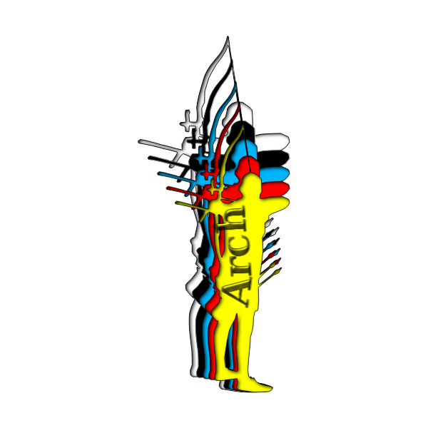 SVG Vector image of archer man silhouette in multiple colors