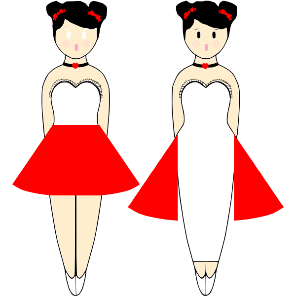 SVG Vector image of ballerinas in red dresses
