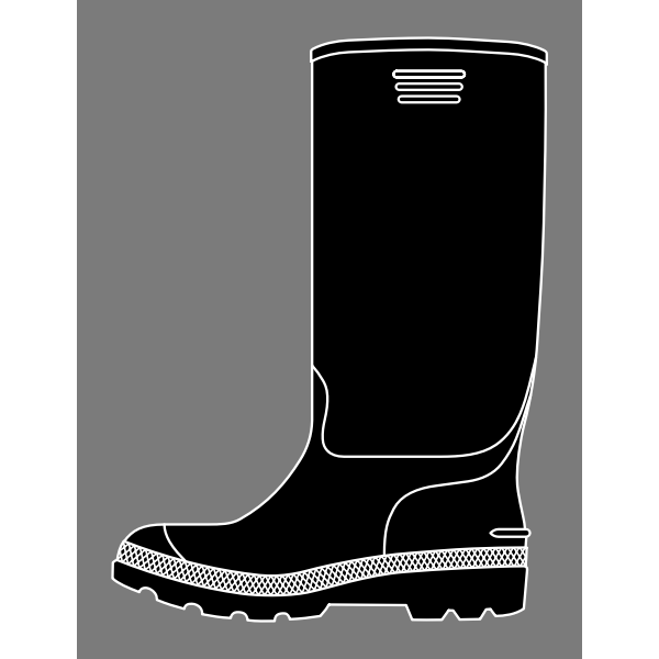SVG Vector image of black rubber boot on grey background