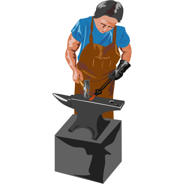 SVG Vector image of blacksmith working with a hammer and anvil
