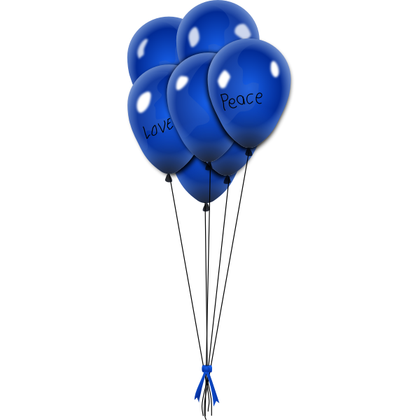SVG Vector image of blue balloons on strings with ribbon