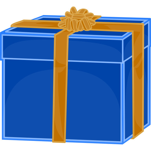 SVG Vector image of blue gift box with gold ribbon