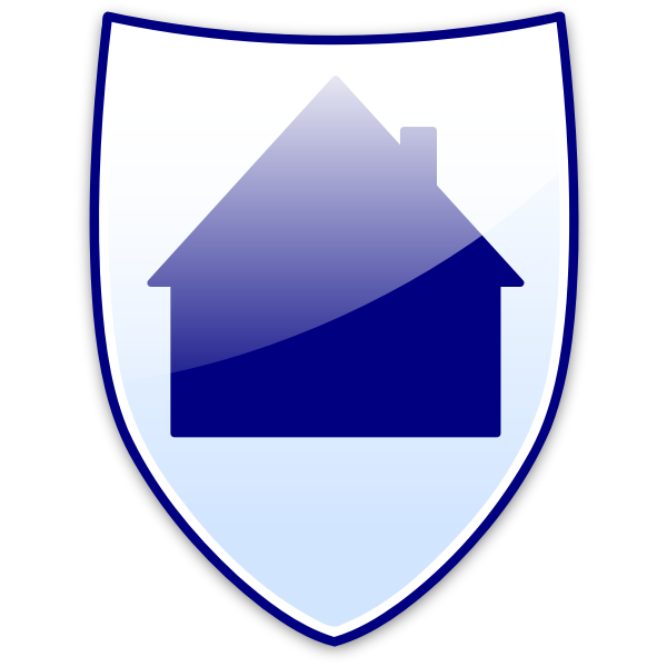 SVG Vector image of blue house on a shield