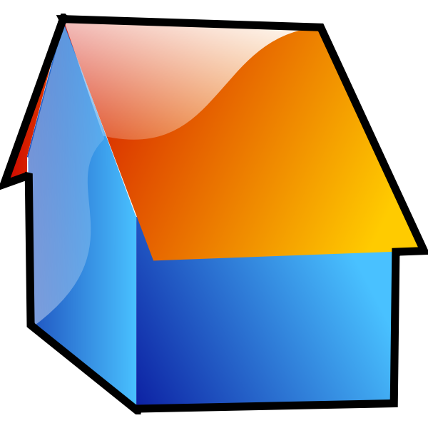 SVG Vector image of blue shiny house with an orange roof