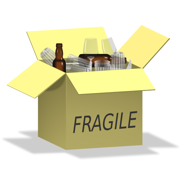 SVG Vector image of box full of fragile items