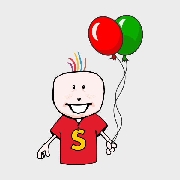 SVG Vector image of boy holding two balloons