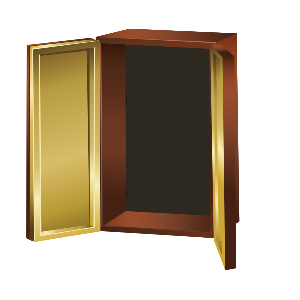 SVG Vector image of brown colored cupboard open