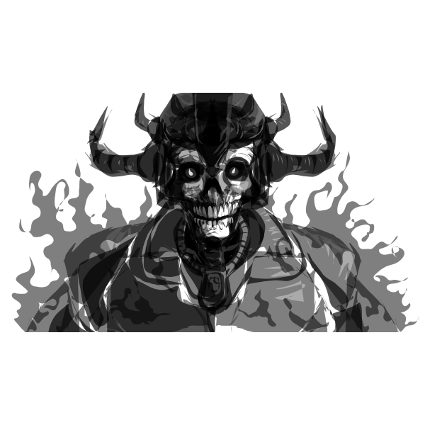 SVG Vector image of burning evil skeleton