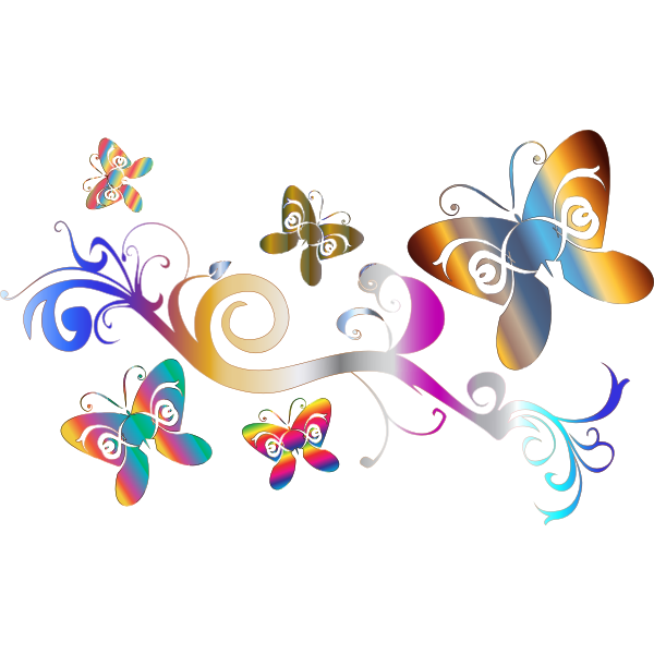 SVG Vector image of butterflies and flowers decorative wallpaper
