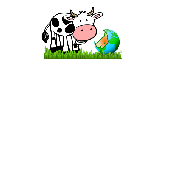 SVG Vector image of cartoon cow eating Earth