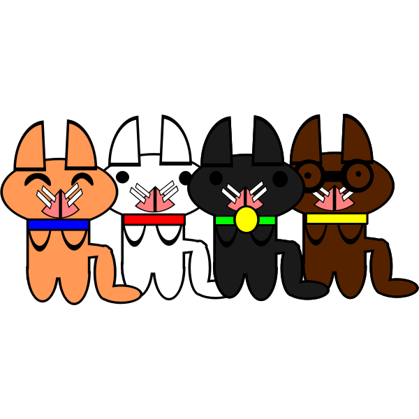 SVG Vector image of cartoon kittens with pink noses