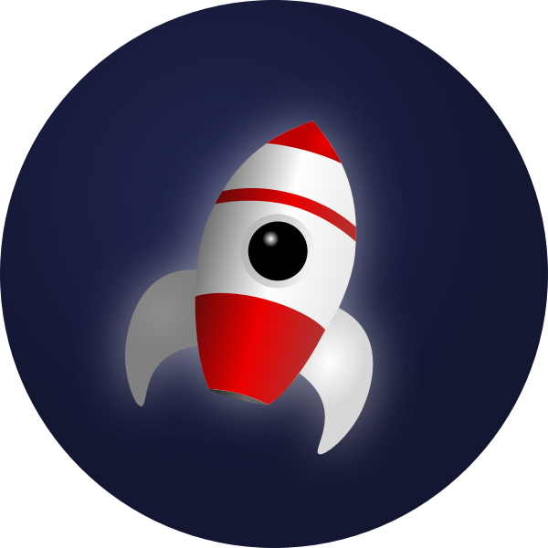 SVG Vector image of cartoon rocket in space