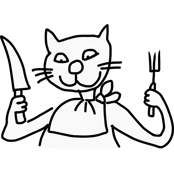SVG Vector image of cat ready to eat