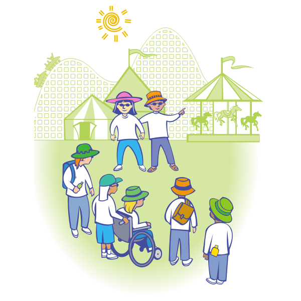 SVG Vector image of children at theme park