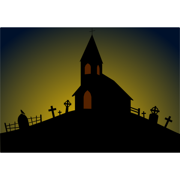 SVG Vector image of church on the hill