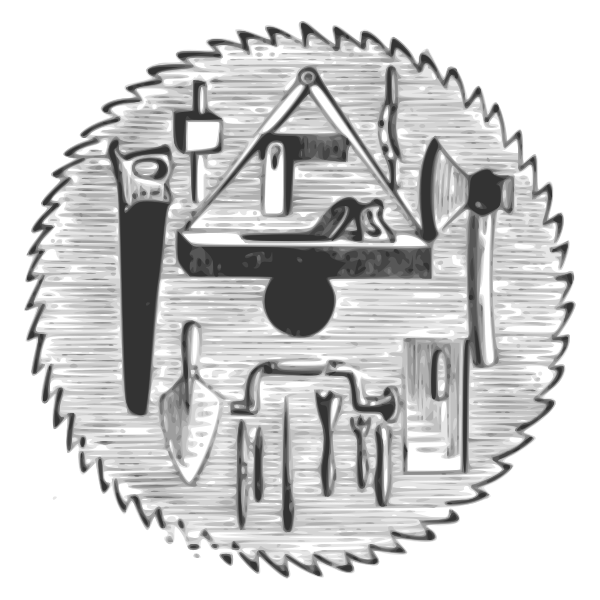 SVG Vector image of circular saw with various hand-tools
