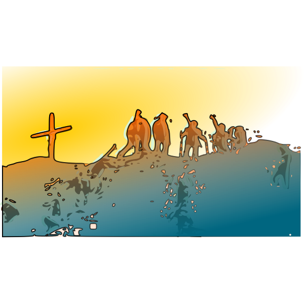 SVG Vector image of climbers on summit