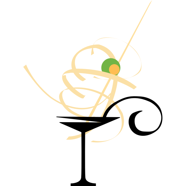 SVG Vector image of cocktail glass used for Martini with olive