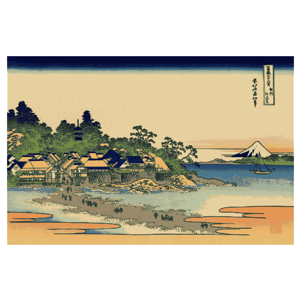 SVG Vector image of color painting of Enoshima in Sagami Province Japan