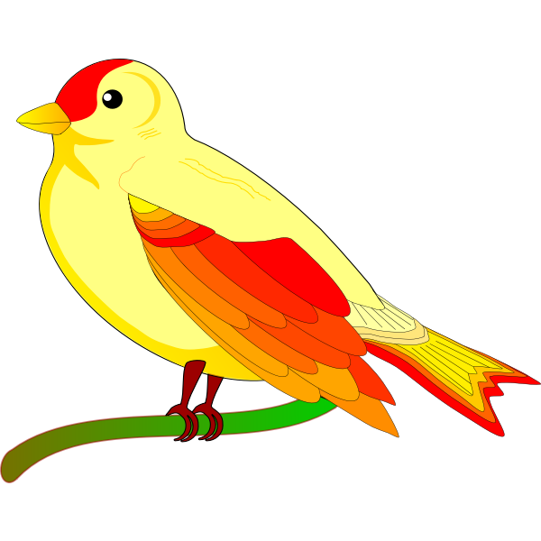 SVG Vector image of colorful sparrow on tree branch