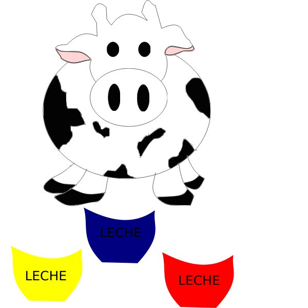 SVG Vector image of cow with milk bottles